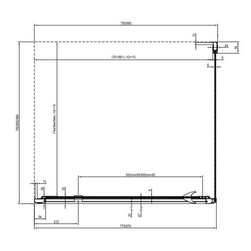 CONCEPT PIVOT STYLE PT-PPS boční stěna 100x190 cm, lesklý chrom/čiré sklo 90GA0C00Z15 Technický nákres
