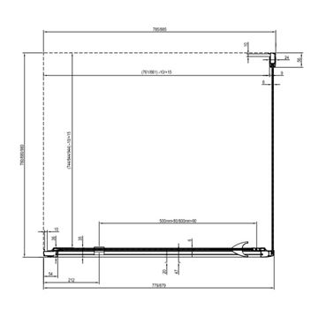 CONCEPT PIVOT STYLE PT-PPS boční stěna 100x190 cm, černá/čiré sklo 90GA0300Z15 Technický nákres