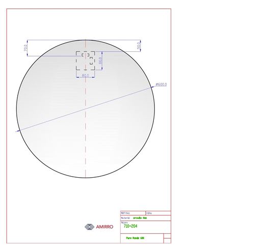 AMIRRO PURE RONDE zrcadlo 60 cm 710-204 Technický nákres