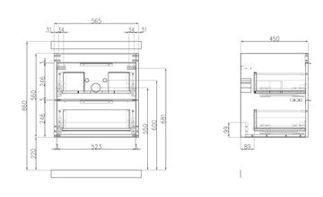 CONCEPT 150 skříňka pod umyvadlo 56,5x45x56 cm, 2 zásuvky, lesklá bílá 809980 Technický nákres