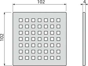ALCA mřížka pro podlahovou vpust 102x102 mm, nerez MPV014 Technický nákres