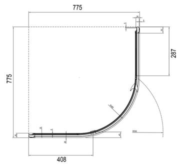 CONCEPT PIVOT STYLE PT-PSKK3 sprchový kout 80x80 cm, R500, pivotové dveře, bright alu/sklo transparent 37644C00Z15 Technický nákres