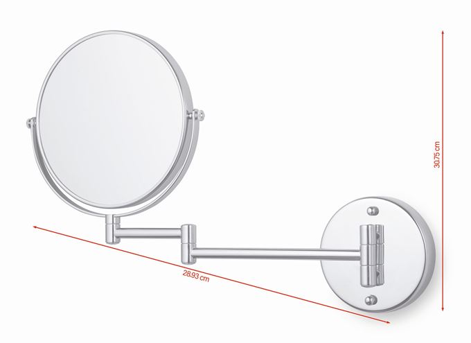 TESA VISIOON kosmetické zrcátko 236 mm, zvětšovací, chrom 40611-00000-00 Technický nákres