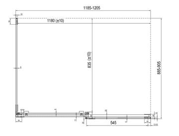 RAVAK MATRIX MSDPS 120/90 P sprchový kout 120x90 cm, vstup zepředu, posuvné dveře, pravý, satin/sklo transparent 0WPG7U00Z1 Technický nákres