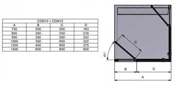 CONCEPT 200 sprchové dveře 90x200 cm, křídlové, černá/čiré sklo CON130900607 Technický nákres