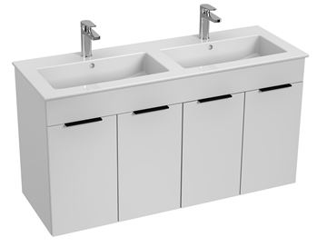 JIKA CUBE skříňka s dvojumyvadlem 118x43x62,2 cm, 4 dvířka, bílá