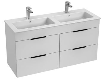 JIKA CUBE skříňka s dvojumyvadlem 118x43x62,2 cm, 4 zásuvky, bílá