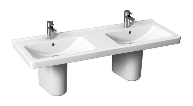 JIKA CUBITO PURE dvojumyvadlo 130 cm, se 2 otvory pro baterie a přepadem, Jika perla H8144201001041 Obrázek - fotka