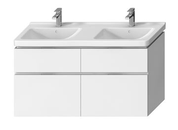 JIKA CUBITO PURE skříňka pod dvojumyvadlo 128x46,7x68,3 cm, 4 zásuvky, Push-open, lesklá bílá