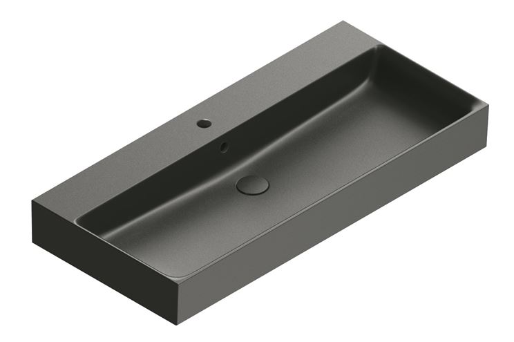CATALANO PREMIUM umyvadlo 100 cm, s otvorem pro baterii a přepadem, Cataglaze+Silver Titanium, matná černá 0221001022 Obrázek - Hlavní obrázek