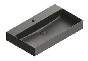 CATALANO PREMIUM umyvadlo 80 cm, s otvorem pro baterii a přepadem, Cataglaze+Silver Titanium, matná černá