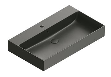 CATALANO PREMIUM umyvadlo 80 cm, s otvorem pro baterii a přepadem, Cataglaze+Silver Titanium, matná černá