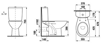 EASY WC kombi, zadní odpad H825ES60007871 Technický nákres