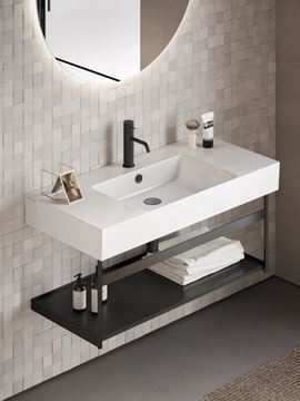 CATALANO PREMIUM umyvadlo 80 cm, s otvorem pro baterii a přepadem, Cataglaze+Silver Titanium, matná černá 0220801022 Obrázek - fotka