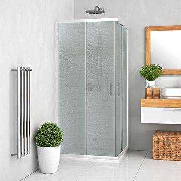 EASY ELS2 800 B/GR sprchový kout 80x80 cm, rohový vstup, posuvné dveře, bílá/sklo grape 543-8000000-04-11 Obrázek - fotka