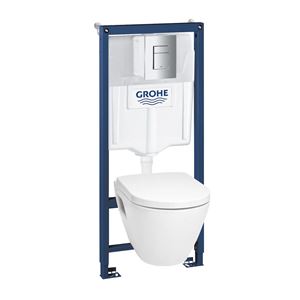 GROHE SOLIDO PERFECT závěsné WC s montážním prvkem Solido Perfect, SoftClose sedátko, chromové tlačítko
