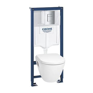 GROHE SOLIDO PERFECT závěsné WC s montážním prvkem Solido Perfect, SoftClose sedátko, chromové tlačítko