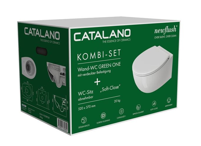 CATALANO GREEN ONE závěsné WC, se SoftClose sedátkem, Silentech splachování, Cataglaze+Silver Titanium VS52RITSET Obrázek - fotka