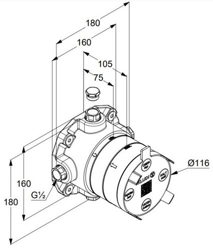 CONCEPT 100 podomítkové těleso DN15 88022-24 Technický nákres