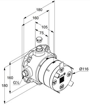 CONCEPT 100 podomítkové těleso DN15 88022-24 Technický nákres