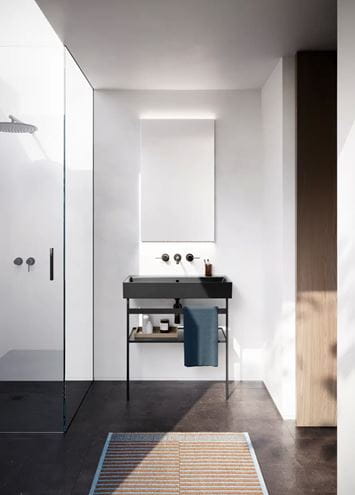 CATALANO PREMIUM umyvadlo 80 cm, s otvorem pro baterii a přepadem, Cataglaze+Silver Titanium, matná černá 0220801022 Obrázek - fotka