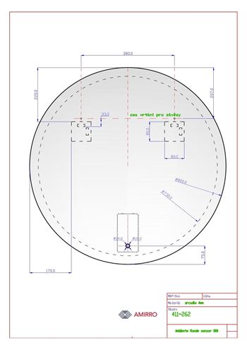 AMIRRO AMBIENTE zrcadlo 80 cm, s osvětlením, se senzorem 411-262 Technický nákres