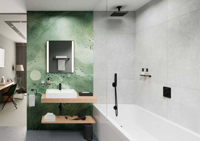 HANSGROHE E sprchové rameno 100 mm, stropní, matná černá 24338670 Obrázek - fotka