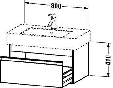 DURAVIT KETHO skříňka pod umyvadlo 80x45,5x41 cm, 1 zásuvka, Graphit matt KT669004949 Technický nákres