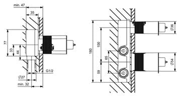 HANSA VARIO podomítkové těleso DN15 57860300 Technický nákres