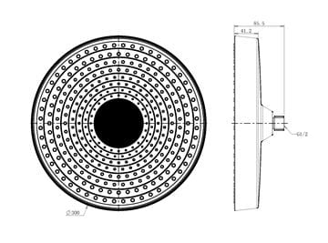 EASY+ SELECTION horní sprcha pr. 300 mm, matná bílá EASP-126-WH Technický nákres