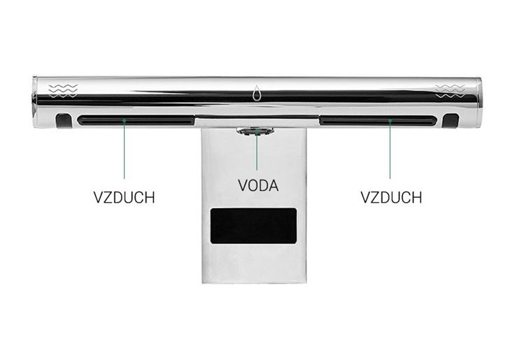 JET DRYER AIRTAP 2V1 umyvadlová senzorová baterie, s osoušečem rukou, napájení ze sítě, chrom 8596220010643 Obrázek - fotka