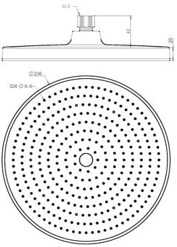 EASY+ SELECTION horní sprcha pr. 250 mm, gun metal EASP-122-GM Technický nákres