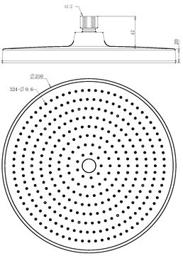 EASY+ SELECTION horní sprcha pr. 250 mm, matná černá EASP-122-MB Technický nákres