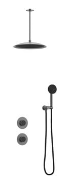 EASY+ SELECTION sprchový set s podomítkovou baterií, horní sprcha, ruční sprcha, hadice, držák, gun metal