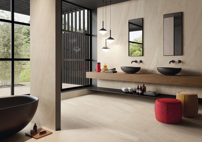 IMOLA LIME-ROCK dlažba 37,5x75 cm, mat reliéf, almond LMRCK 377A RM Obrázek - fotka