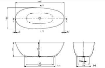 VILLEROY & BOCH ANTAO volně stojící vana 170x75 cm, pro 2 osoby, s nožičkami, quaryl UBQ170TAO7V-01 Obrázek - fotka