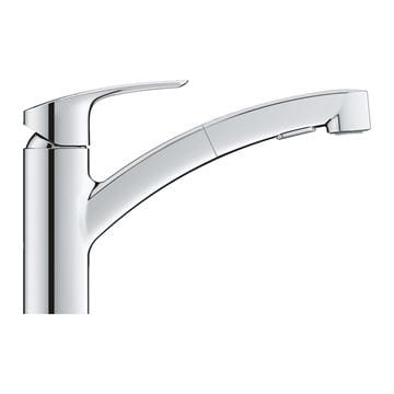 GROHE EUROSMART dřezová baterie, s vytahovací sprškou, sklopná pod okno, chrom