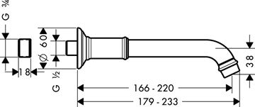 AXOR MONTREUX vanová vpust, chrom 16541000 Technický nákres