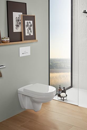 VILLEROY & BOCH O.NOVO závěsné WC s montážním prvkem ViConnect, Rimless splachování, SoftClose sedátko, bílé tlačítko 5660D301 Obrázek - fotka