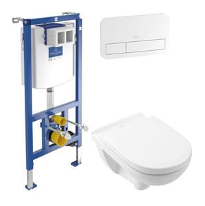 VILLEROY & BOCH O.NOVO závěsné WC s montážním prvkem ViConnect, Rimless splachování, SoftClose sedátko, bílé tlačítko