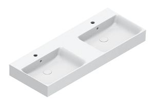 CATALANO PREMIUM dvojumyvadlo 120 cm, se 2 otvory pro baterie a s přepadem, Cataglaze+Silver Titanium