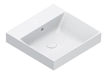 CATALANO ZERO umyvadlo 50 cm, s přepadem, Cataglaze+Silver Titanium, lesklá bílá