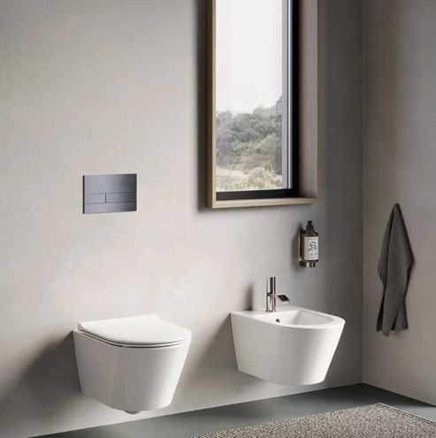 CATALANO ZERO závěsné WC, Silentech splachování, Cataglaze+Silver Titanium, lesklá bílá  0111500001 Obrázek - fotka