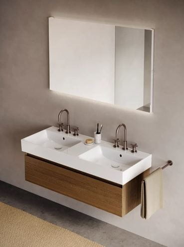 CATALANO PREMIUM dvojumyvadlo 120 cm, se 2 otvory pro baterie a s přepadem, Cataglaze+Silver Titanium 0221222001 Obrázek - fotka