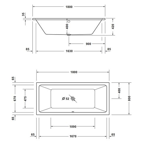 CONCEPT 100 NEW vana 180x80 cm, pro 2 osoby, bez nožiček, akrylát 700725000000000 Obrázek - fotka