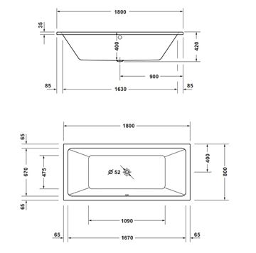 CONCEPT 100 NEW vana 180x80 cm, pro 2 osoby, bez nožiček, akrylát 700725000000000 Obrázek - fotka