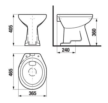 JIKA SAM stacionární WC, spodní odpad H8212270000001 Technický nákres