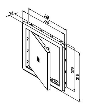 HACO vanová dvířka 150x300 mm, bílá 0132 Technický nákres