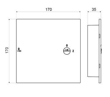 SLOVARM vanová dvířka 150x150 mm, bílá T-3623 150x150 Technický nákres