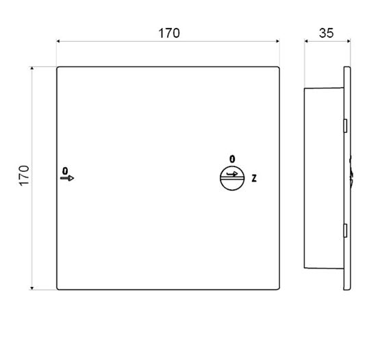 SLOVARM vanová dvířka 150x150 mm, bílá T-3623 150x150 Technický nákres